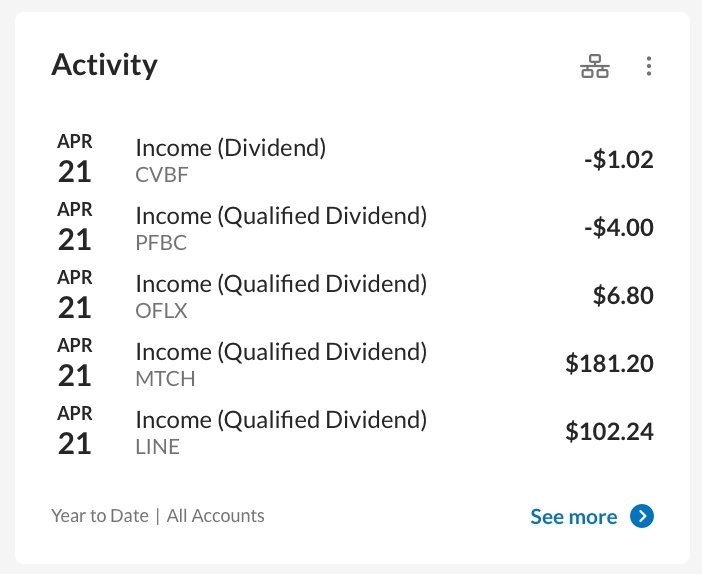 Account Activity ledger